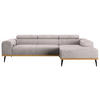 ECKSOFA Grau Mikrofaser  - Schwarz/Grau, KONVENTIONELL, Textil/Metall (244/157cm) - Cotta