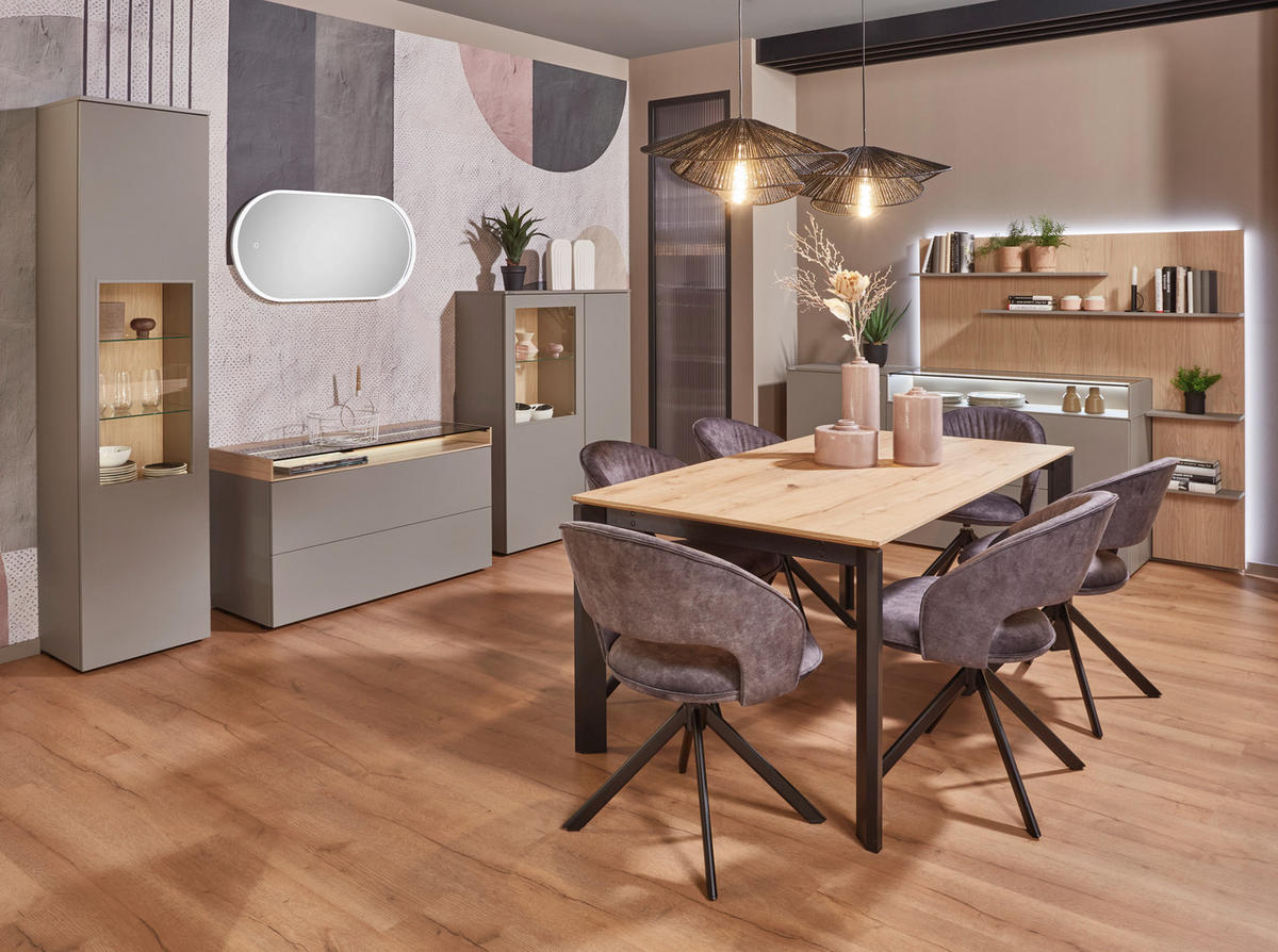 STUHL  Stoffauswahl, Sitzfläche 360° drehbar Velours  - Schwarz/Grau, Basics, Textil/Metall (60/88,5/64cm) - Celina Home