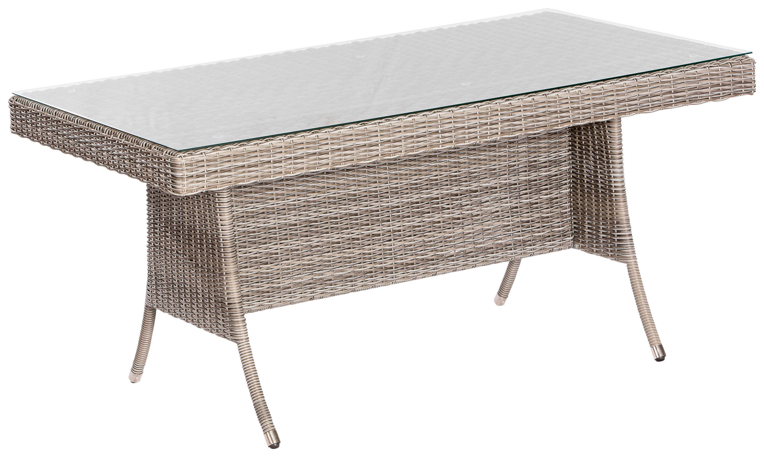 GARTENTISCH 160/90/76 cm Metall, Kunststoff rechteckig  - Beige/Grau, MODERN, Kunststoff/Metall (160/90/76cm) - Gardenson