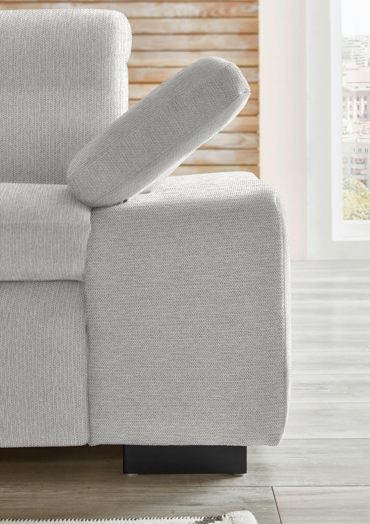 ECKSOFA in Flachgewebe Sandfarben  174/297 cm  - Sandfarben/Schwarz, Design, Textil/Metall (174/297cm) - Beldomo Style