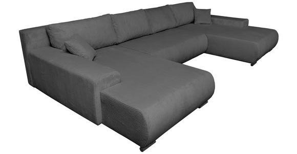 WOHNLANDSCHAFT  in Cord Anthrazit  - Anthrazit/Schwarz, KONVENTIONELL, Textil/Metall (191/351/191cm) - Carryhome