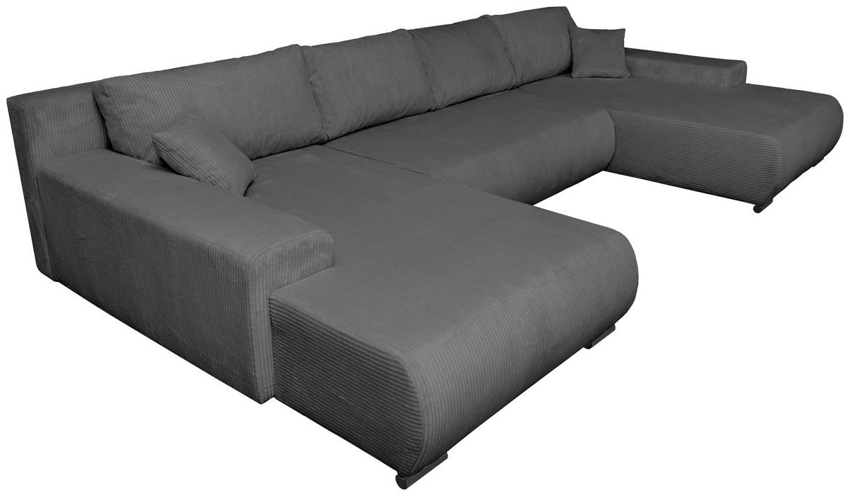 WOHNLANDSCHAFT Anthrazit Cord  - Anthrazit/Schwarz, KONVENTIONELL, Textil/Metall (191/351/191cm) - Carryhome