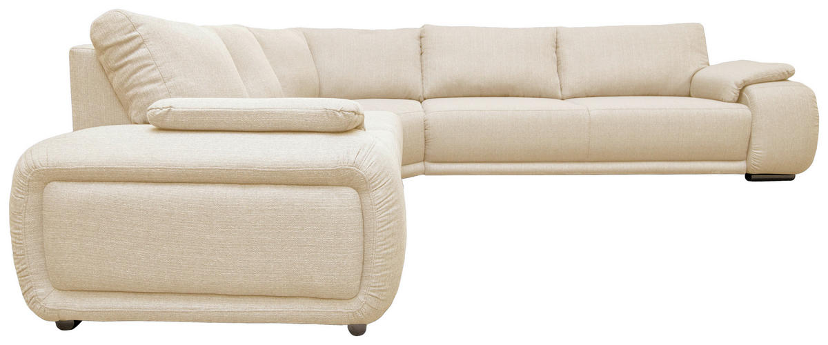 ECKSOFA Creme Struktur  - Chromfarben/Creme, KONVENTIONELL, Textil/Metall (310/280cm) - Carryhome