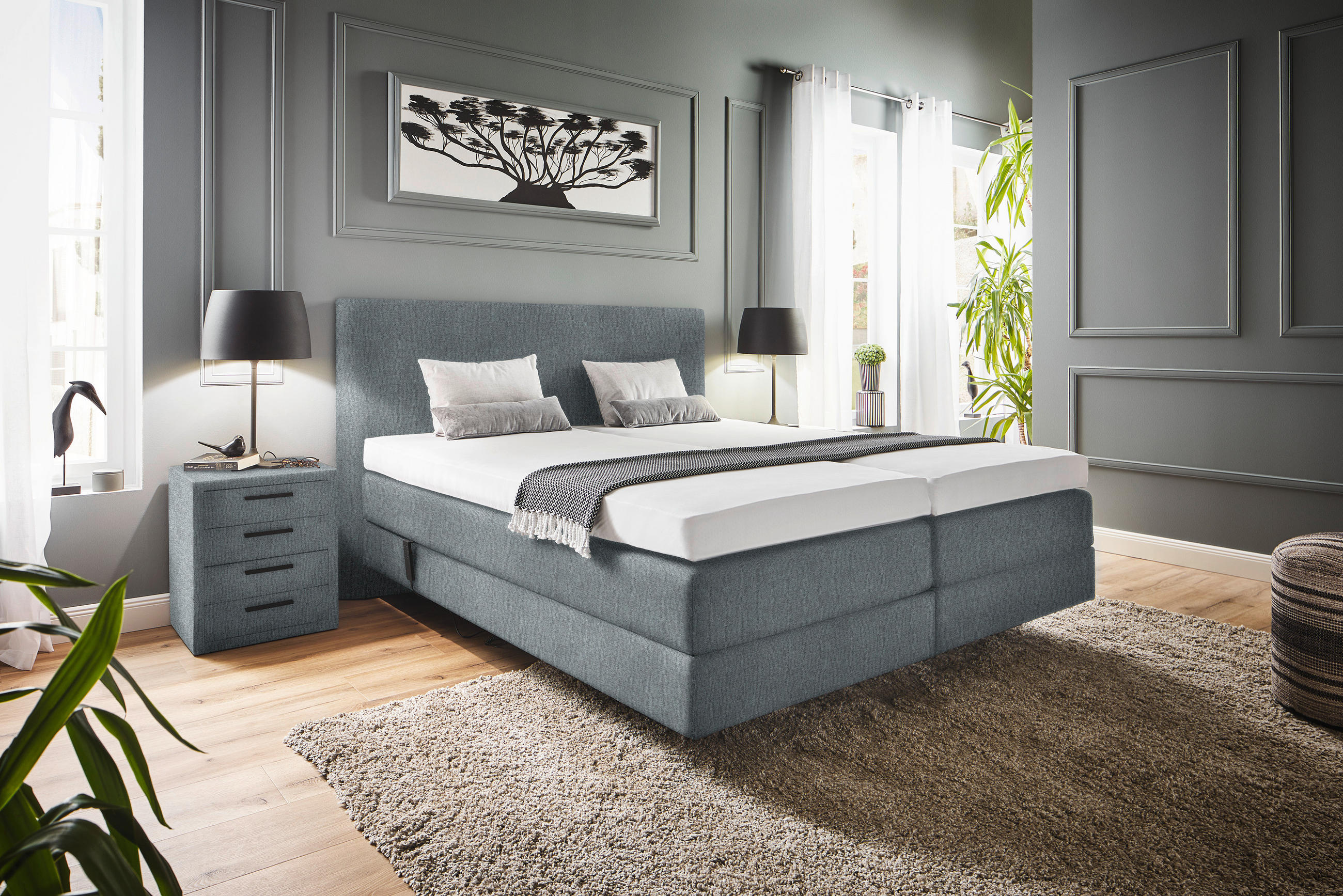 BOXSPRINGBETT 160/200 cm  in Grau  - Grau, KONVENTIONELL, Holz/Textil (160/200cm) - Dieter Knoll