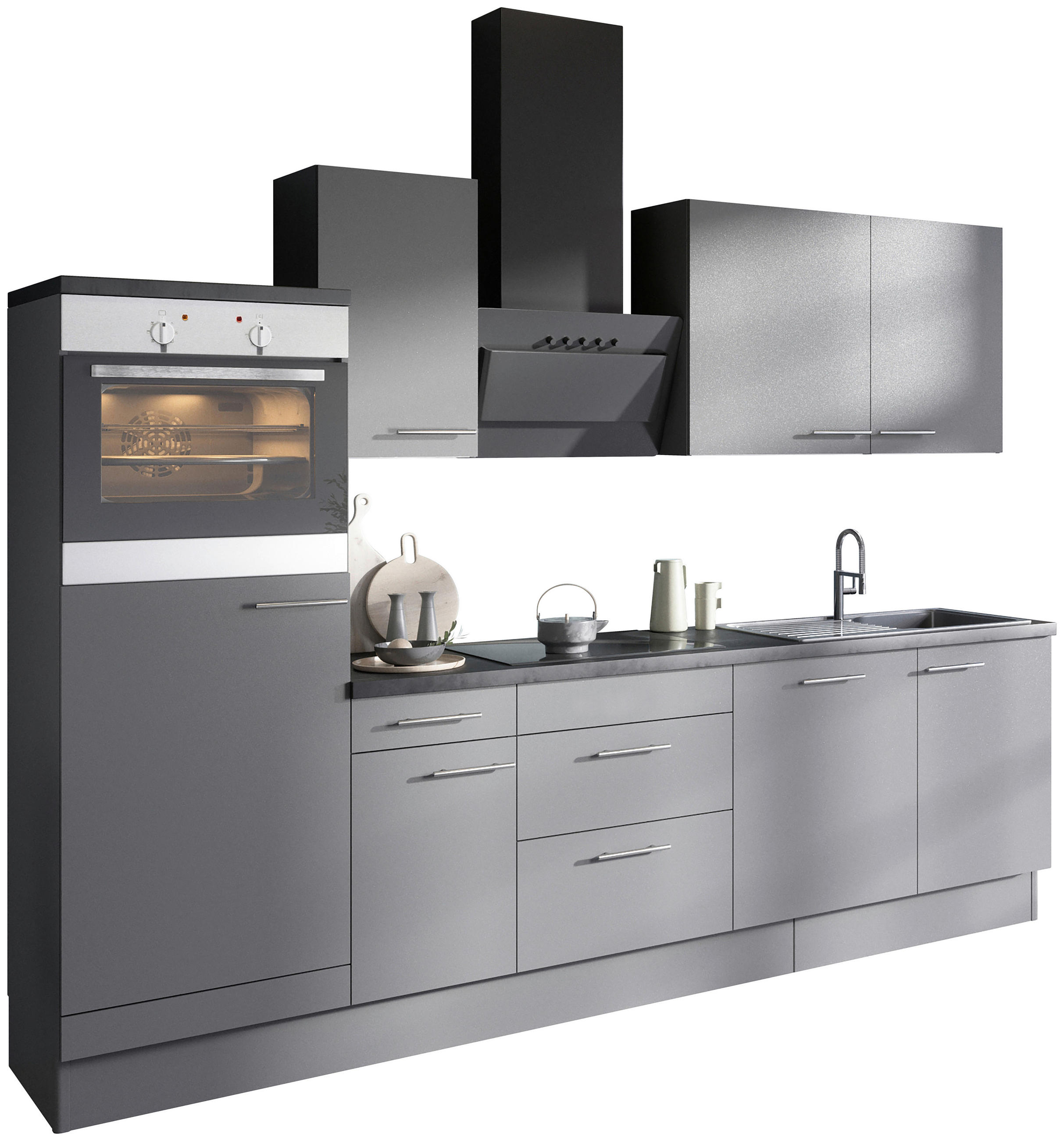 KÜCHENLEERBLOCK 270 cm   in Grau  - Edelstahlfarben/Anthrazit, Basics, Holzwerkstoff/Metall (270cm) - Optifit