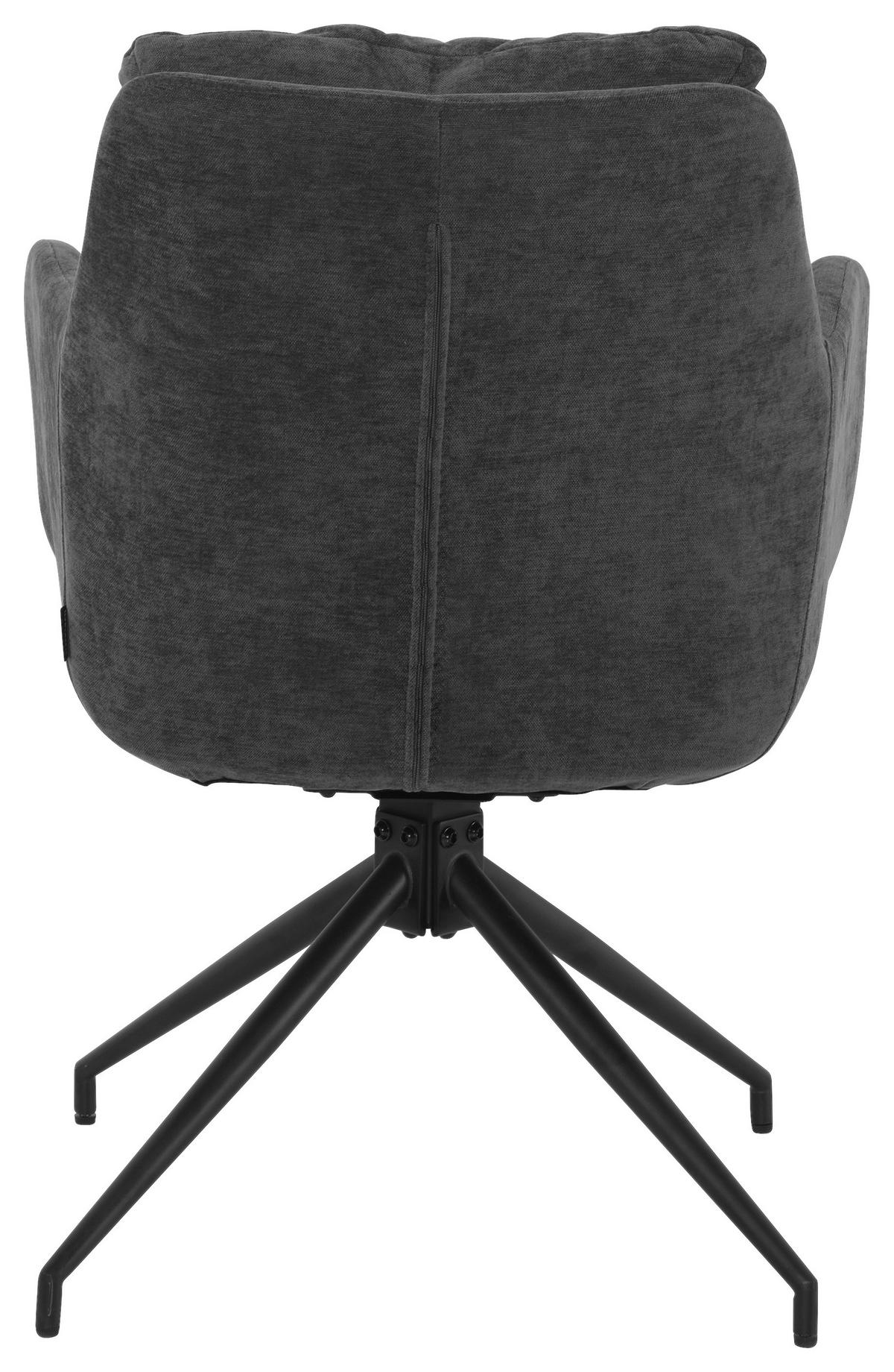 ARMLEHNSTUHL  Sitzfläche 180° drehbar, automatische Rückholfunktion Chenille  Schwarz, Dunkelgrau  - Dunkelgrau/Schwarz, MODERN, Textil/Metall (57.5/82/65cm) - Livetastic
