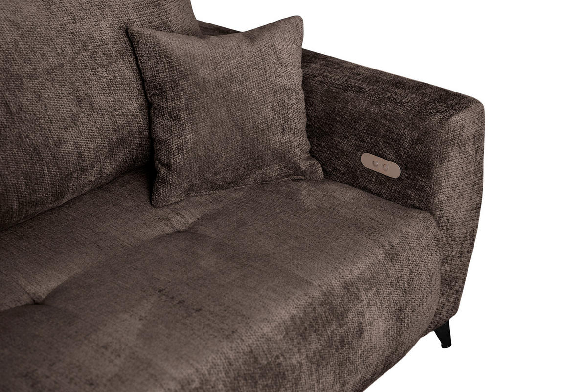 ECKSOFA BELARO Braun Chenille  - Schwarz/Braun, Design, Textil/Metall (177/246cm) - P & B