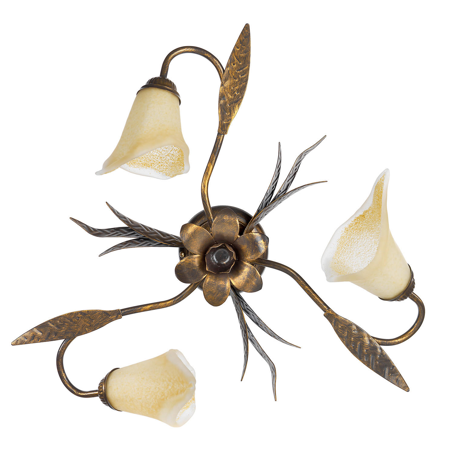 DECKENLEUCHTE 55/55/25 cm   - Bronzefarben, KONVENTIONELL, Glas/Metall (55/55/25cm)