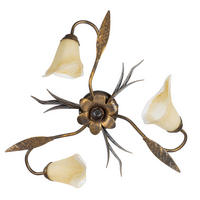 DECKENLEUCHTE 55/55/25 cm   - Bronzefarben, KONVENTIONELL, Glas/Metall (55/55/25cm)