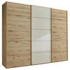 SCHWEBETÜRENSCHRANK 250/217/67 cm 3-türig Champagner, Eiche Bianco  - Eiche Bianco/Champagner, Natur, Glas/Holz (250/217/67cm) - Linea Natura
