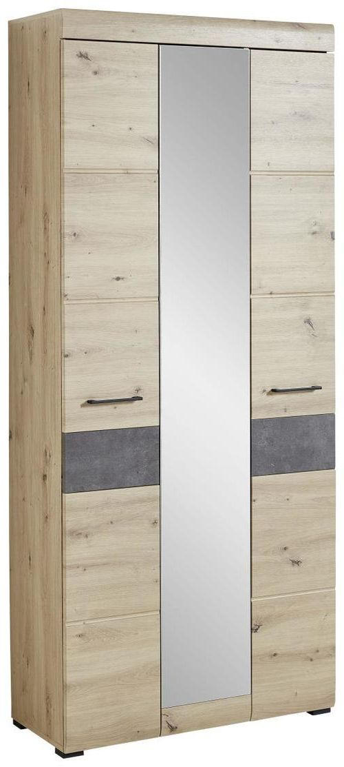 GARDEROBENSCHRANK 84/200/40 cm  - Eichefarben/Schwarz, Design, Glas/Holzwerkstoff (84/200/40cm) - Voleo