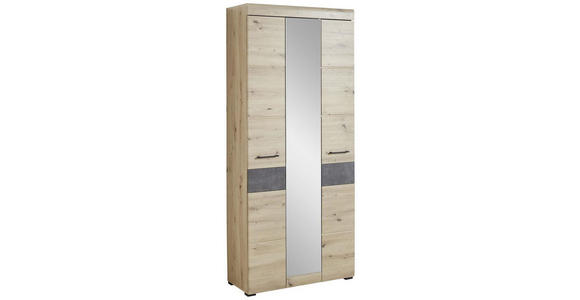 GARDEROBENSCHRANK 84/200/40 cm  - Eichefarben/Schwarz, Design, Glas/Holzwerkstoff (84/200/40cm) - Voleo