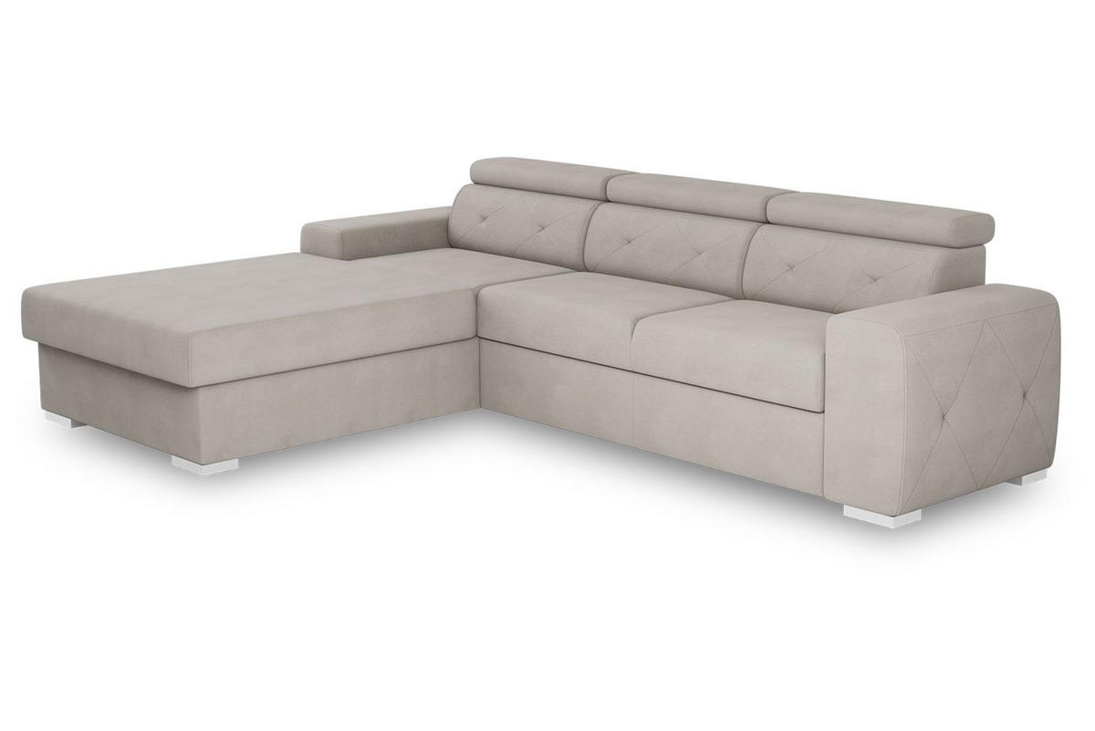 ECKSCHLAFSOFA Creme Velours  - Silberfarben/Creme, Design, Textil (195/296cm) - MID.YOU