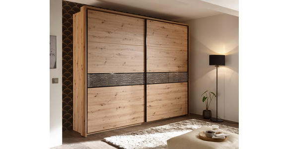 SCHWEBETÜRENSCHRANK  in Eichefarben  - Eichefarben/Anthrazit, KONVENTIONELL, Holzwerkstoff/Kunststoff (270/225/61cm) - Xora