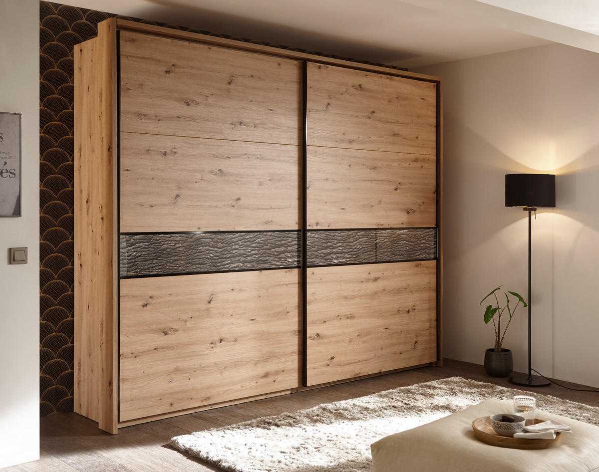 SCHWEBETÜRENSCHRANK  in Eichefarben  - Eichefarben/Anthrazit, KONVENTIONELL, Holzwerkstoff/Kunststoff (270/225/61cm) - Xora