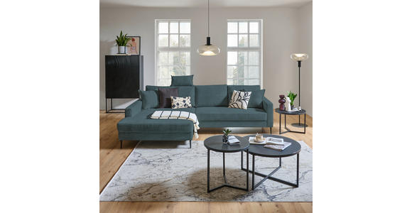 ECKSOFA in Cord Blau  173/276 cm  - Blau/Schwarz, KONVENTIONELL, Textil/Metall (173/276cm) - Carryhome