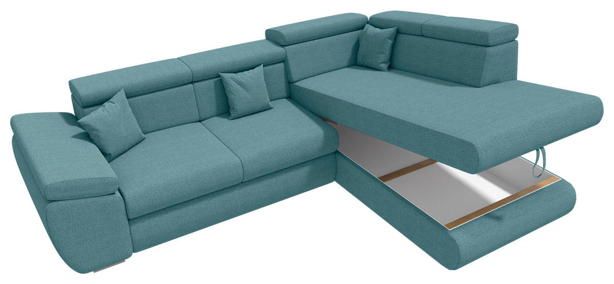 ECKSOFA Petrol Struktur  - Chromfarben/Petrol, KONVENTIONELL, Kunststoff/Textil (282/205cm) - Carryhome