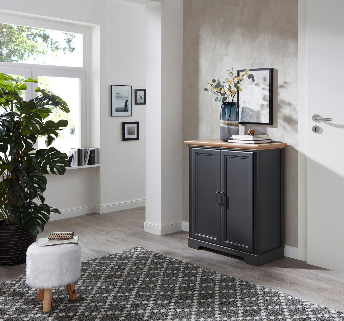 KOMMODE , 93/102/41 cm,  - Schwarz/Graphitfarben, Design, Holzwerkstoff/Metall (93/102/41cm) - Landscape