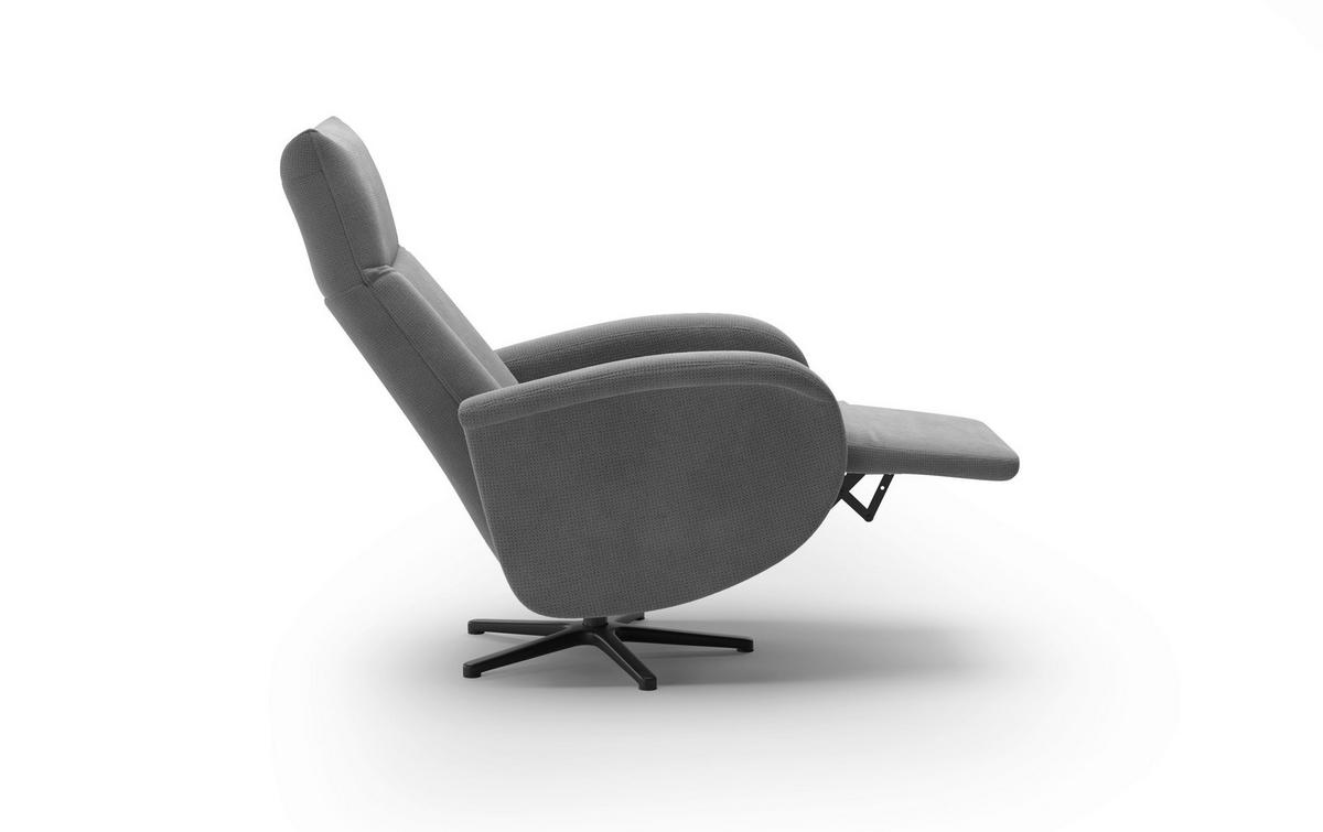 RELAXSESSEL GLENDALE E Flachgewebe Kopfteilverstellung, Rücken echt    - Schwarz/Grau, KONVENTIONELL, Textil/Metall (75/112/82cm) - Sit & More