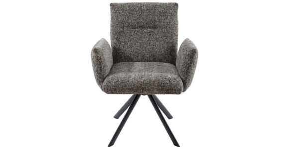 ARMLEHNSTUHL  Sitzfläche 360° drehbar, inklusive Armlehnen Webstoff  - Schwarz/Braun, Design, Textil/Metall (68/88/66cm) - Hom`in