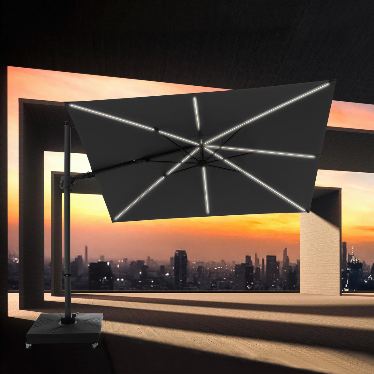 AMPELSCHIRM 300x220 cm Anthrazit  - Anthrazit, Design, Textil/Metall (300/220cm) - Dieter Knoll