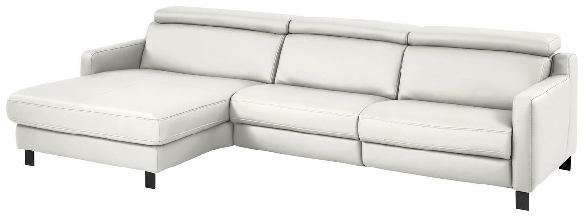 ECKSOFA in Echtleder Creme  - Creme/Schwarz, Design, Leder/Metall (176/291cm) - Valdera
