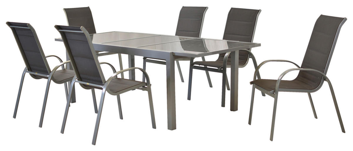 GARTENSET Aluminium  - Anthrazit/Silberfarben, MODERN, Textil/Metall - Gardenson