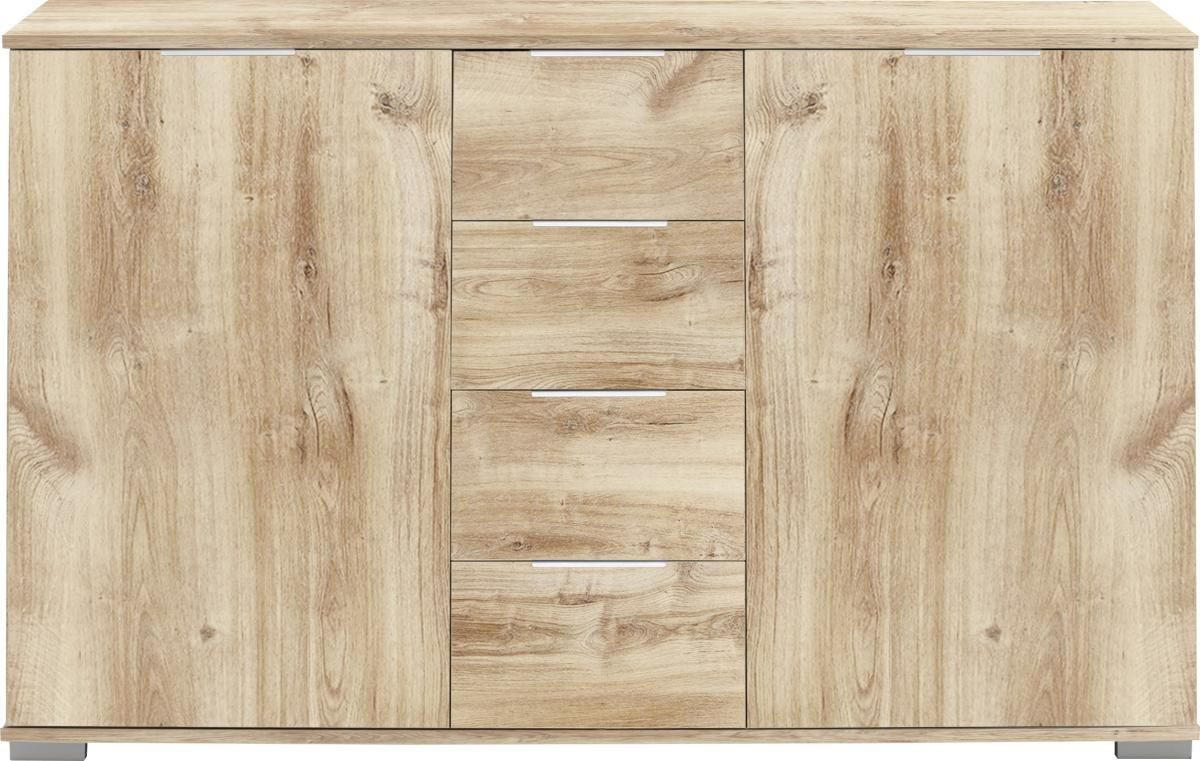 KOMMODE in 130/83/41 cm - Chromfarben/Eichefarben, Design, Holzwerkstoff/Kunststoff (130/83/41cm) - Carryhome