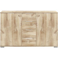 KOMODA, barvy dubu, 130/83/41 cm - barvy dubu/barvy chromu, Design, kov/kompozitní dřevo (130/83/41cm) - Carryhome