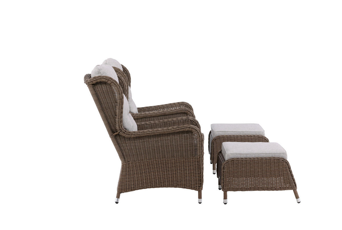 LOUNGEGARNITUR    - Beige/Braun, KONVENTIONELL, Kunststoff/Textil - Gardenson