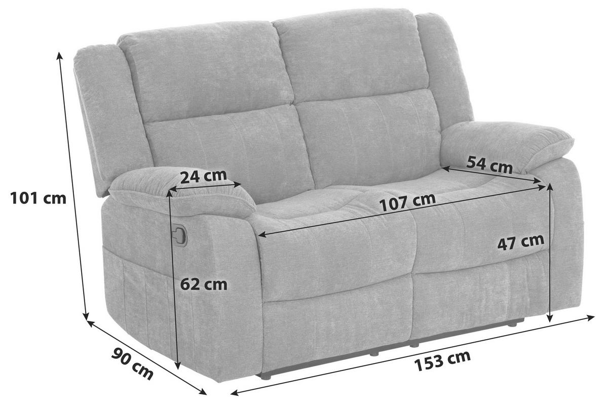2-SITS SOFFA i textil grå  - svart/grå, Basics, textil/plast (153/101/90cm) - P & B