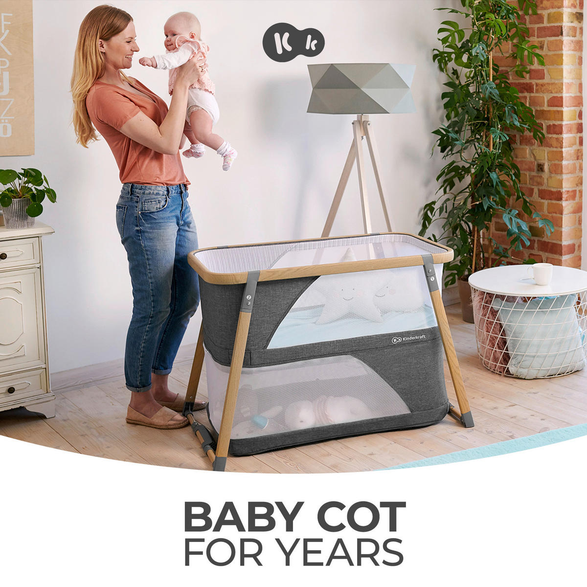 REISEBETT Sofi Grau, Naturfarben, Weiß  - Naturfarben/Weiß, Basics, Kunststoff/Textil (50/90cm) - kinderkraft