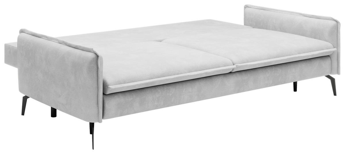 SCHLAFSOFA Chenille Hellgrau  - Hellgrau/Schwarz, KONVENTIONELL, Textil/Metall (223/89/107cm) - Carryhome