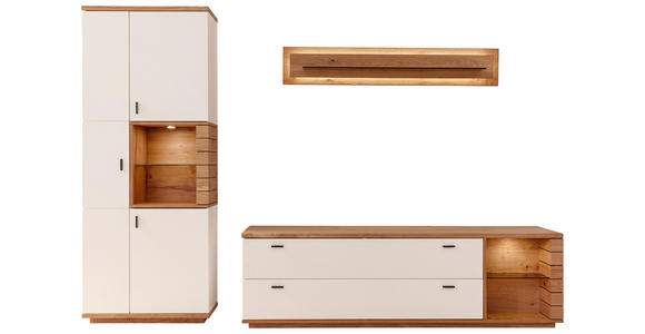 WOHNWAND  in Weiß, Wildeiche  305/202/50 cm  - Wildeiche/Anthrazit, Design, Glas/Holz (305/202/50cm) - Novel