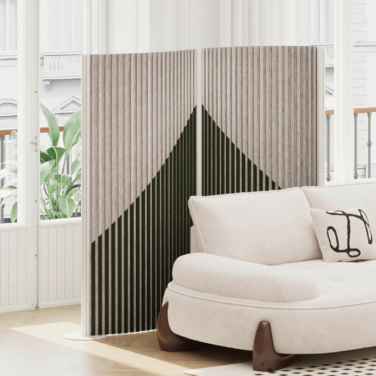 TRENNWAND  in Hellgrau, Dunkelgrau  - Dunkelgrau/Hellgrau, Design, Kunststoff/Textil (210/160/25cm) - MID.YOU