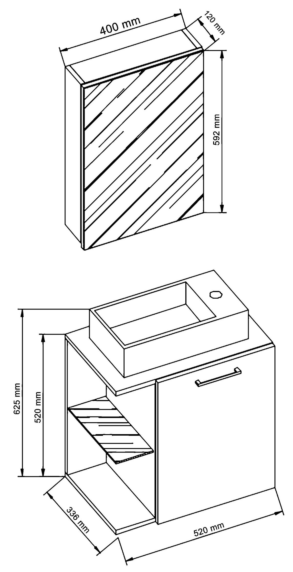 GÄSTEBAD 52 cm  - Weiß, MODERN, Keramik/Holzwerkstoff (52cm) - MID.YOU