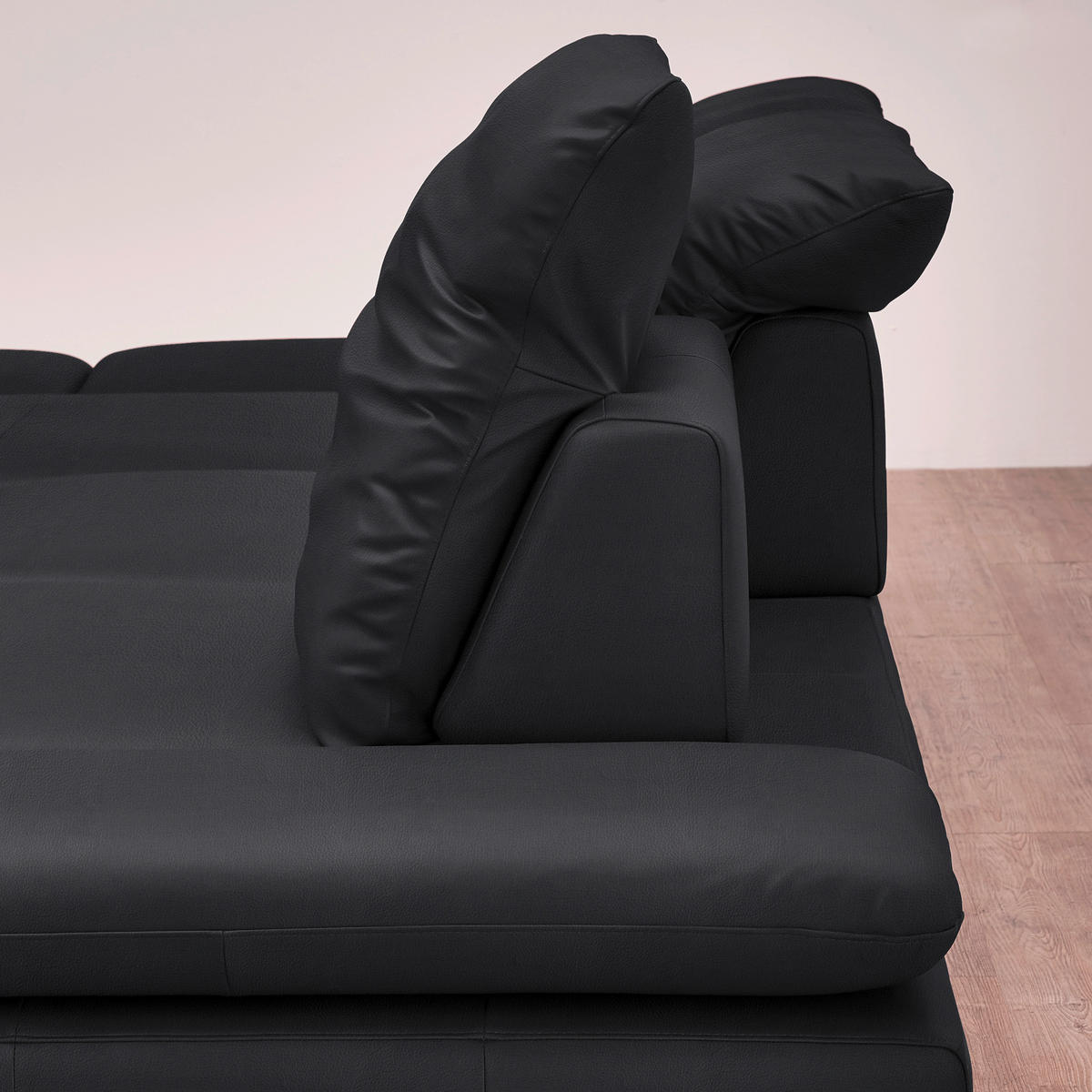 ECKSOFA in Echtleder Schwarz  315/200 cm  - Silberfarben/Schwarz, Design, Leder/Metall (315/200cm) - Chilliano