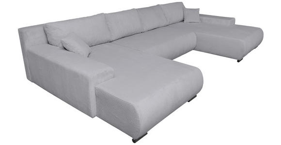 WOHNLANDSCHAFT  in Cord Grau  - Schwarz/Grau, KONVENTIONELL, Textil/Metall (191/351/191cm) - Carryhome