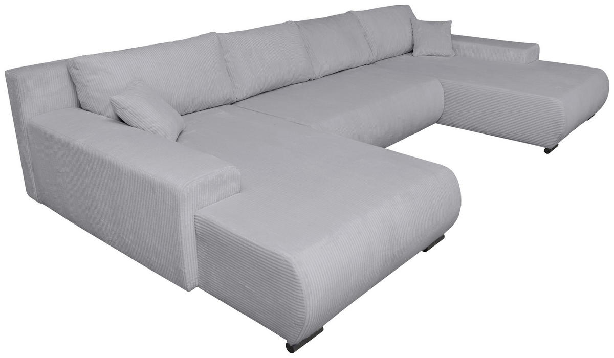 WOHNLANDSCHAFT Grau Cord  - Schwarz/Grau, KONVENTIONELL, Textil/Metall (191/351/191cm) - Carryhome