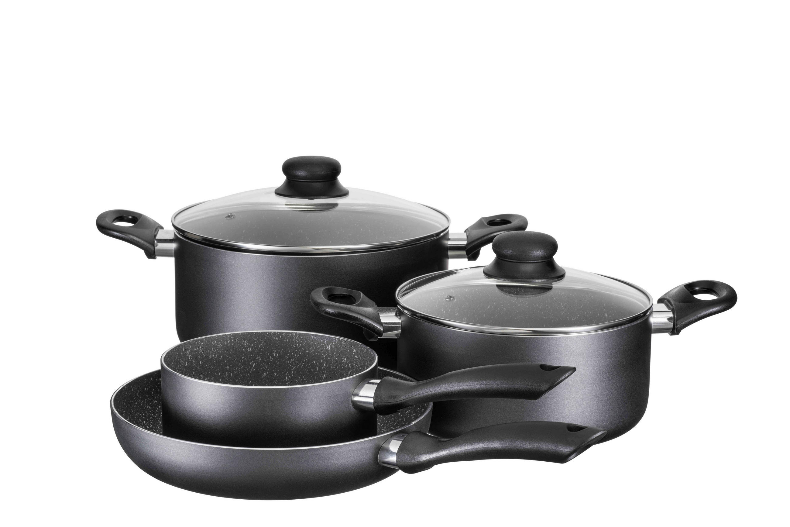 KOCHTOPFSET IZAR 6-teilig  - Transparent/Schwarz, Basics, Glas/Metall - Mäser