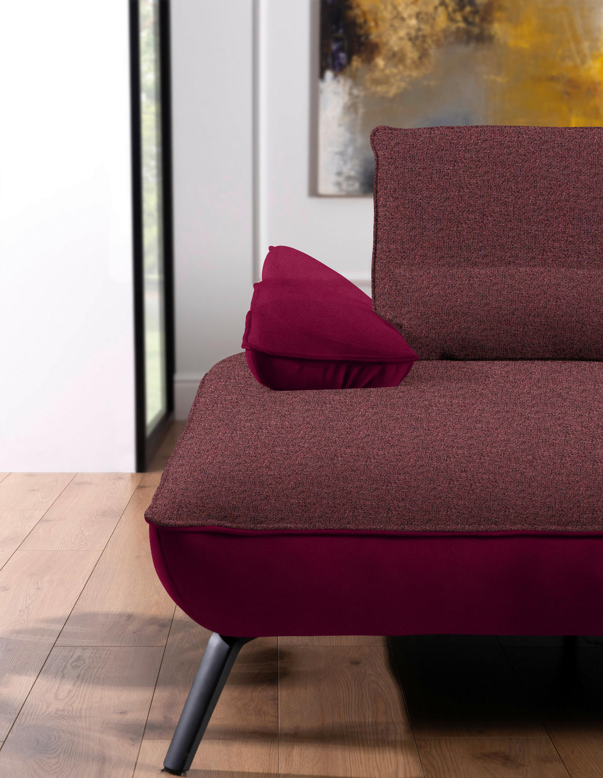ECKSOFA in Flachgewebe Rot  - Rot/Schwarz, Design, Textil/Metall (191/273cm) - Moderano