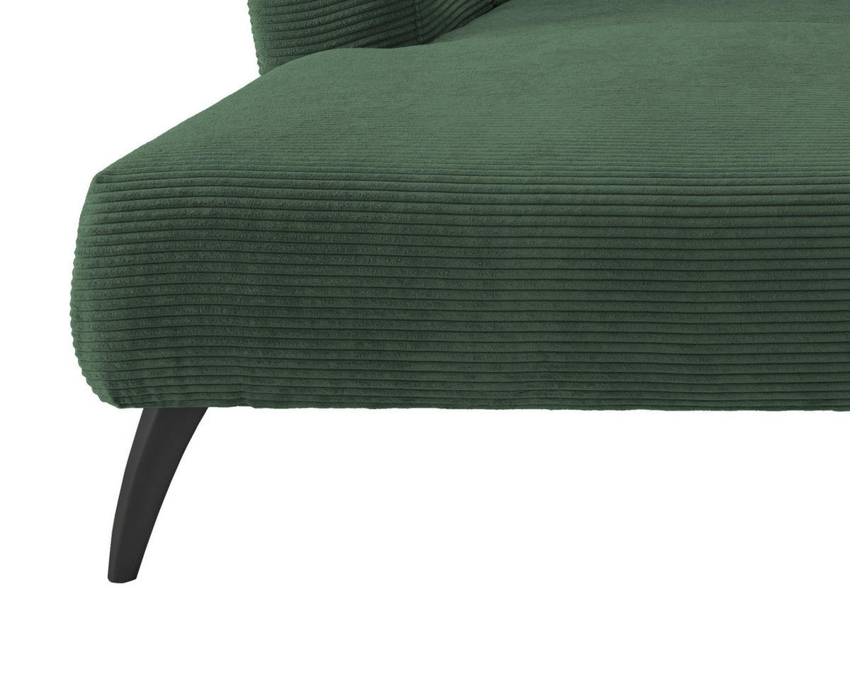 ECKSOFA in Cord Dunkelgrün  - Dunkelgrün/Schwarz, Modern, Holz/Textil (160/264cm) - MID.YOU