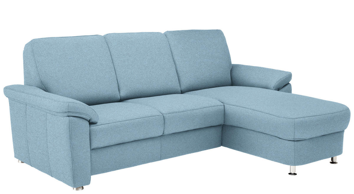 ECKSOFA in Flachgewebe Hellblau  - Chromfarben/Hellblau, Konventionell, Textil/Metall (250/163cm) - Beldomo System