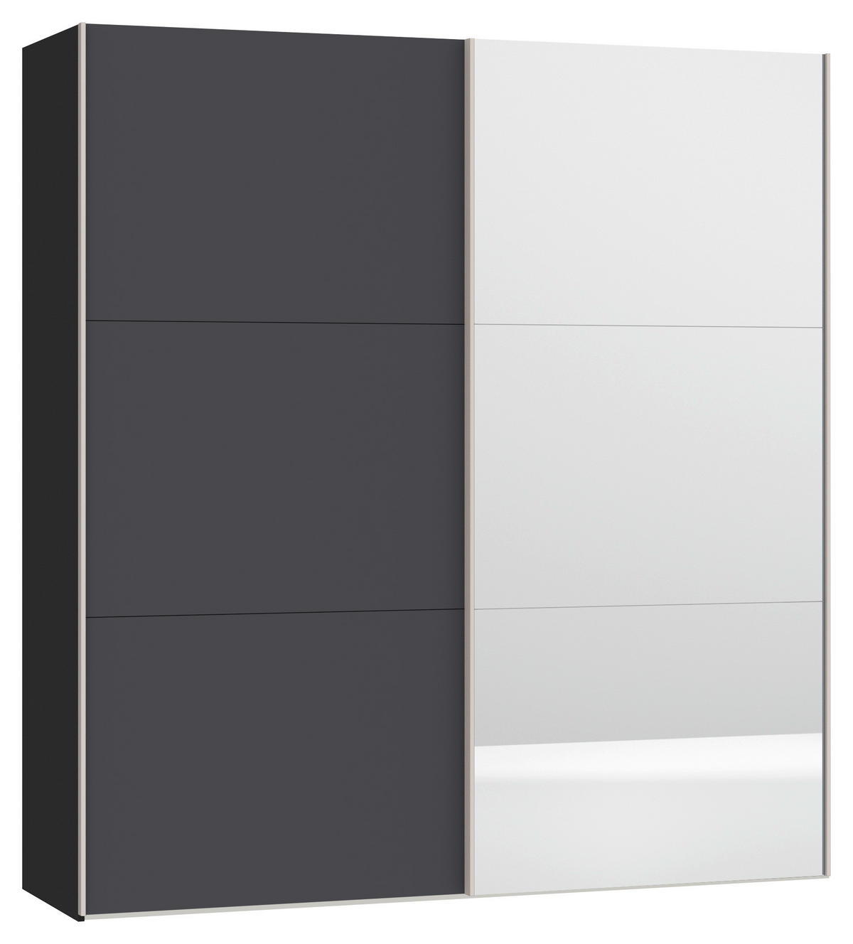 SCHWEBETÜRENSCHRANK  in Anthrazit, Schwarz  - Edelstahlfarben/Anthrazit, Design, Glas/Holzwerkstoff (203/215/65cm) - Carryhome