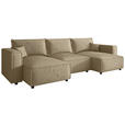 WOHNLANDSCHAFT Beige Webstoff  - Beige/Schwarz, MODERN, Kunststoff/Textil (153/350/153cm) - Xora
