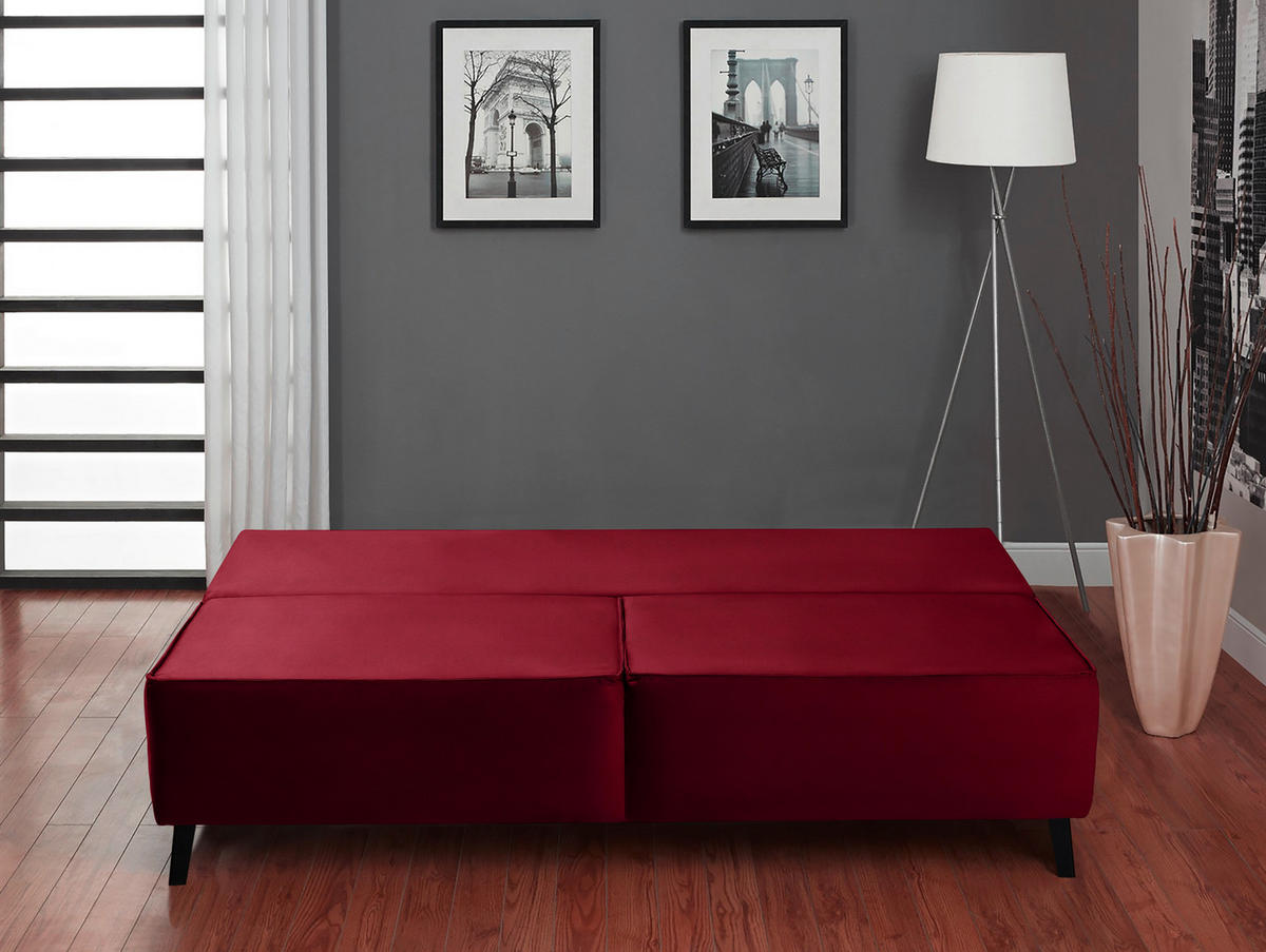 SCHLAFSOFA in Dunkelrot  - Schwarz/Dunkelrot, Konventionell, Textil/Metall (197/91/88cm) - Novel