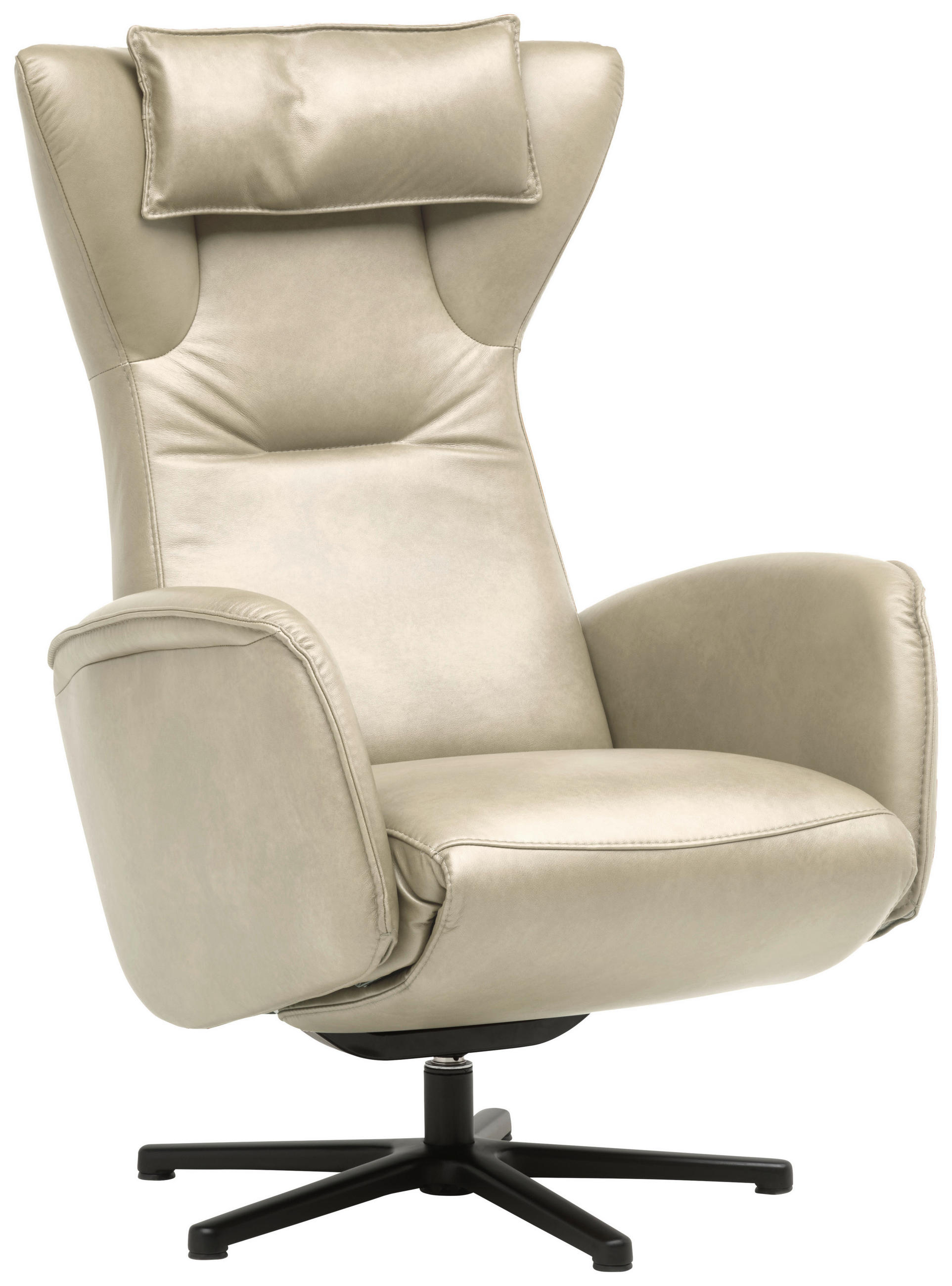 RELAXSESSEL 75/106/86 cm  in Leder Naturfarben  - Schwarz/Naturfarben, Design, Leder/Metall (75/106/86cm) - Valdera