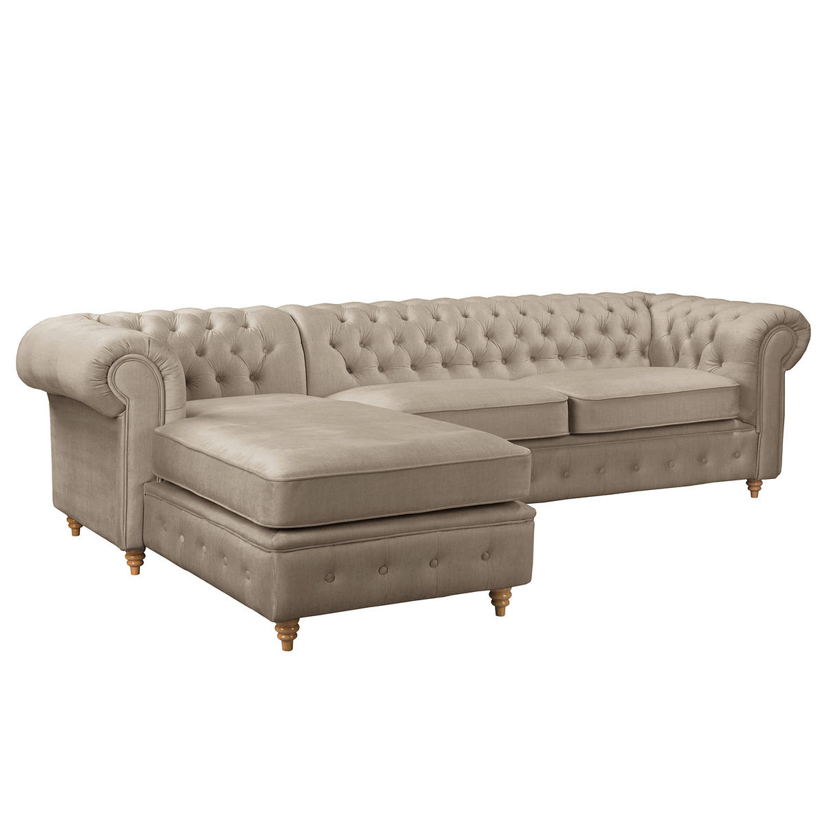 ECKSOFA Laura Taupe Mikrofaser  - Taupe/Creme, Design, Holz/Textil (182/284cm) - P & B