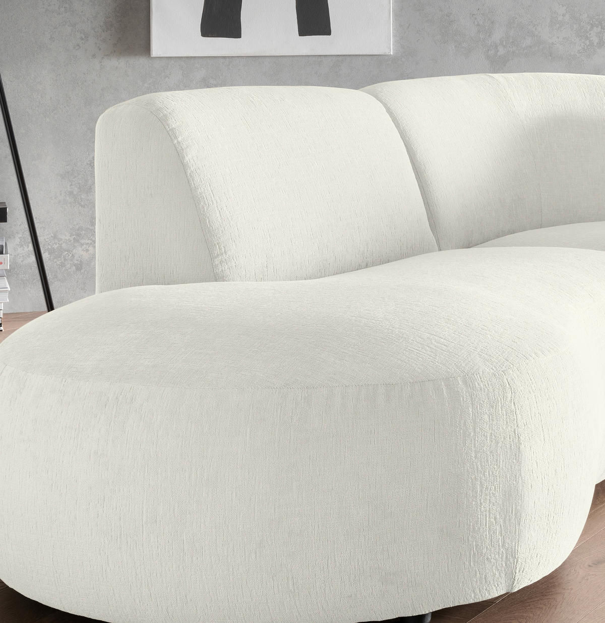 ECKSOFA in Mikrofaser Weiss  - Weiss/Schwarz, Modern, Kunststoff/Textil (182/276cm) - Livetastic