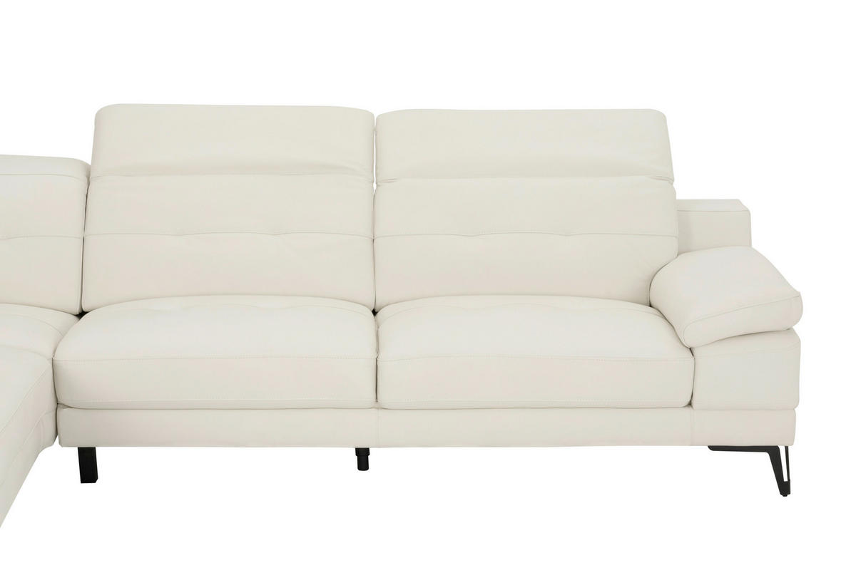 ECKSOFA Weiß Echtleder  - Schwarz/Weiß, MODERN, Leder/Metall (224/287cm) - MID.YOU
